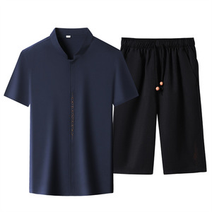 夏季仿真丝高端提花唐装男士中老年风新中式汉服MB9303P96图片