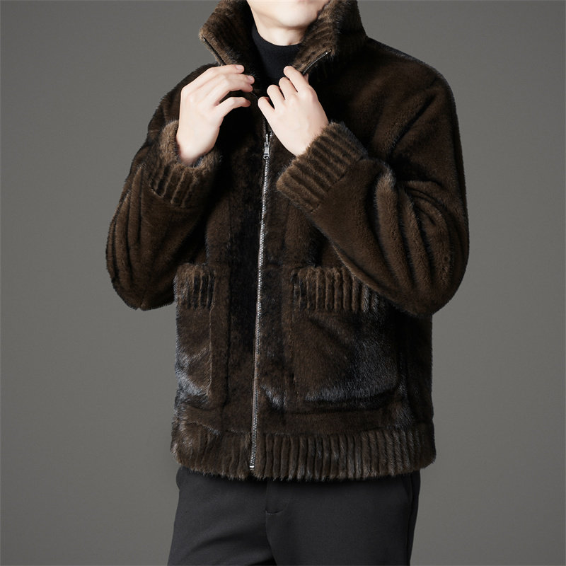 冬季高品雪兰貂两面穿短款男皮毛一体仿皮草外套XZ804/M1215P235,男装皮衣,星座804（原QT730）