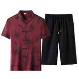 夏季香云纱高端提花唐装中老年风新中式汉服MB9217P86黑色，男装民族服装，星座804（原QT730）