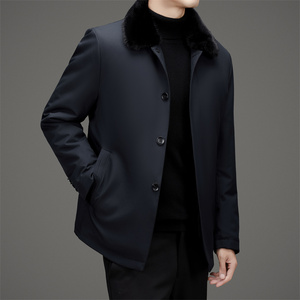 水貂绒内胆可拆羽绒服男士中老年毛领冬季外套XZ804/M72805P248图片
