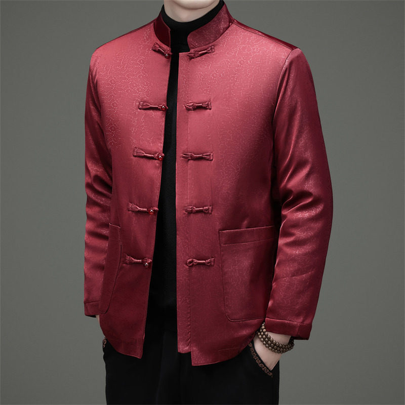 品质男装冬季风大码提花老人加绒唐装XZ804/R577P120,男装民族服装,星座804（原QT730）