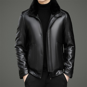 25年冬季新款可拆毛领高领羽绒服皮夹克M72606P230图片