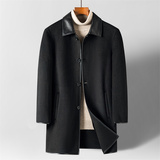 商务男装中长款双面呢大衣男士高端纯羊皮领翻领风衣M2116P290，男装毛呢大衣，星座804（原QT730）