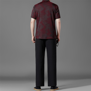 夏季高端唐装套装男士中老年新中式汉服T5108P123咖色图片