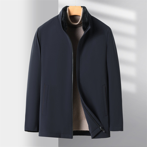 水貂绒内胆可拆羽绒服男士中老年毛领冬季派克服外套M72308P310图片