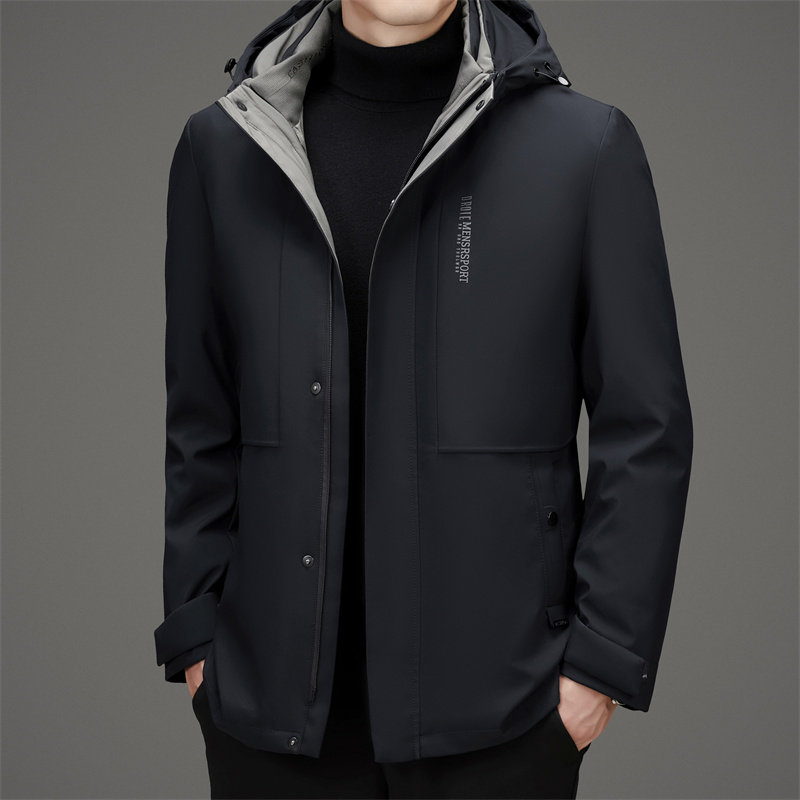 中老年男士可脱卸帽鹅绒羽绒服一衣三穿冬加绒内胆可脱M9768P278,男装羽绒服,星座804（原QT730）