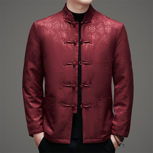 XZ804冬季老年人印花羽绒服父亲衣服风唐装汉服男D2009P190图片