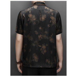高端印花唐装香云纱男士中老年风新中式汉服MC9217P108黑色图片
