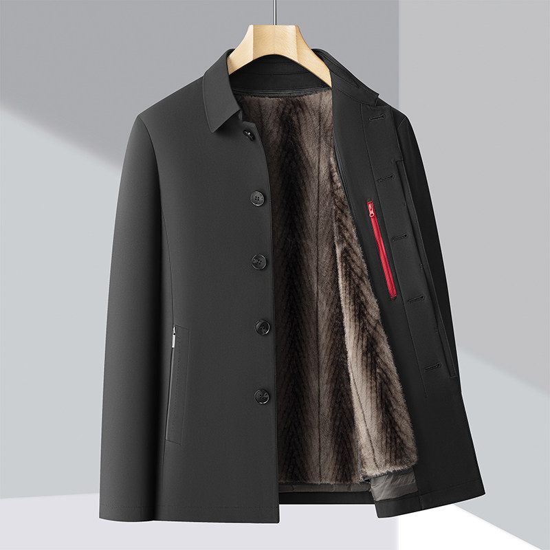 貂绒内胆可拆冬季高品中老年纯色商务羽绒服XZ804/M5188P235挂拍,男装羽绒服,星座804（原QT730）