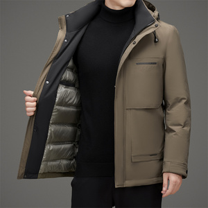 冬季中老年男士可脱卸帽白鸭绒商务羽绒服XZ804/M9767P235图片