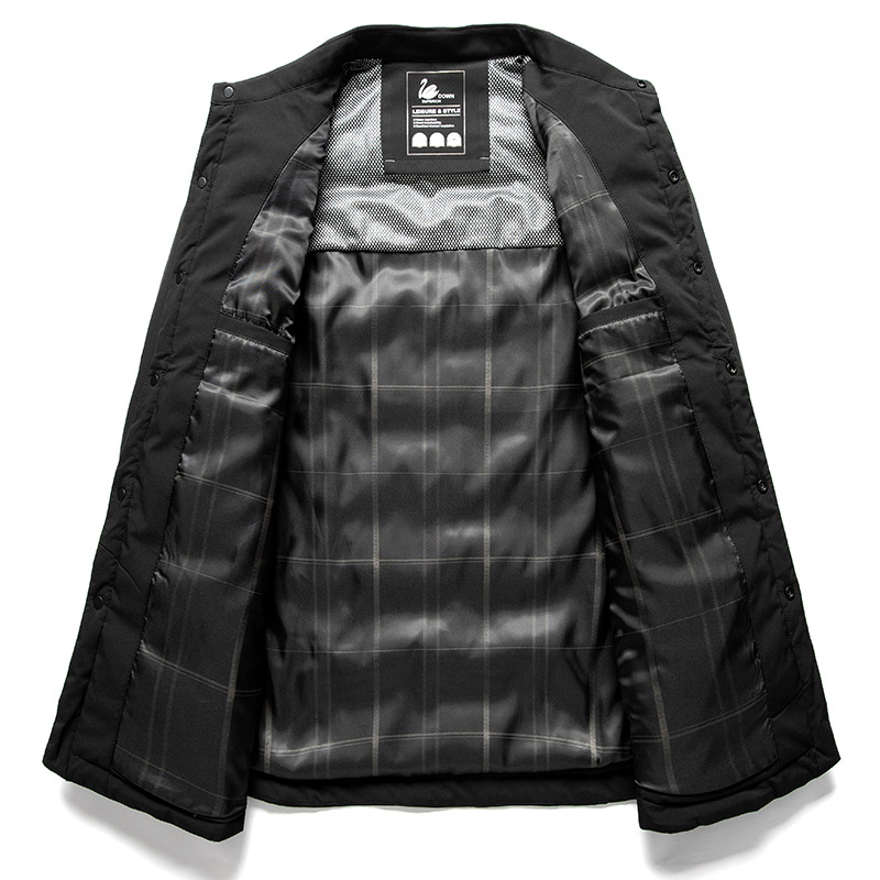 男士商务休闲秋冬新款轻薄羽绒服加厚保暖修身夹克G2210P115黑色,男装羽绒服,星座804（原QT730）