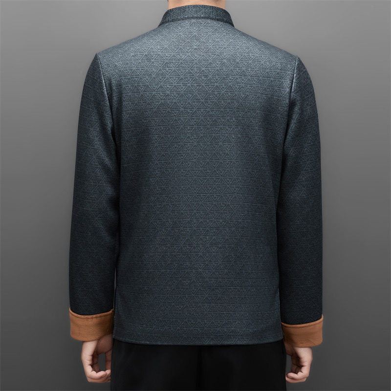 冬季老人印花唐装风男加绒爸爸中式品质外套M25312P115,男装民族服装,星座804（原QT730）