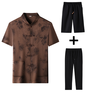 夏季香云纱高端印花唐装男士中老年风新中式汉服MC9217P108图片