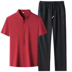 夏季仿真丝高端提花唐装男士中老年风新中式汉服MT9303P103图片