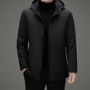 羽绒内胆可拆男士中老年连帽羽绒服冬季商务外套M852P265图片