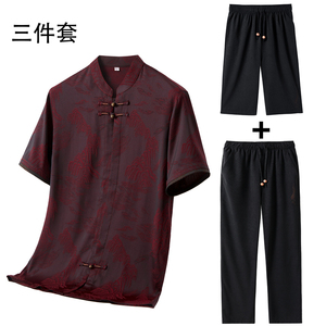 三件套高端唐装男士中老年风新中式汉服MC5108P140红色图片