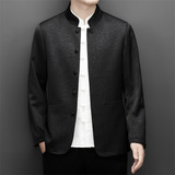 品质男装秋季改良风大码提花中山装上衣XZ804/M571P145黑色，男装民族服装，星座804（原QT730）