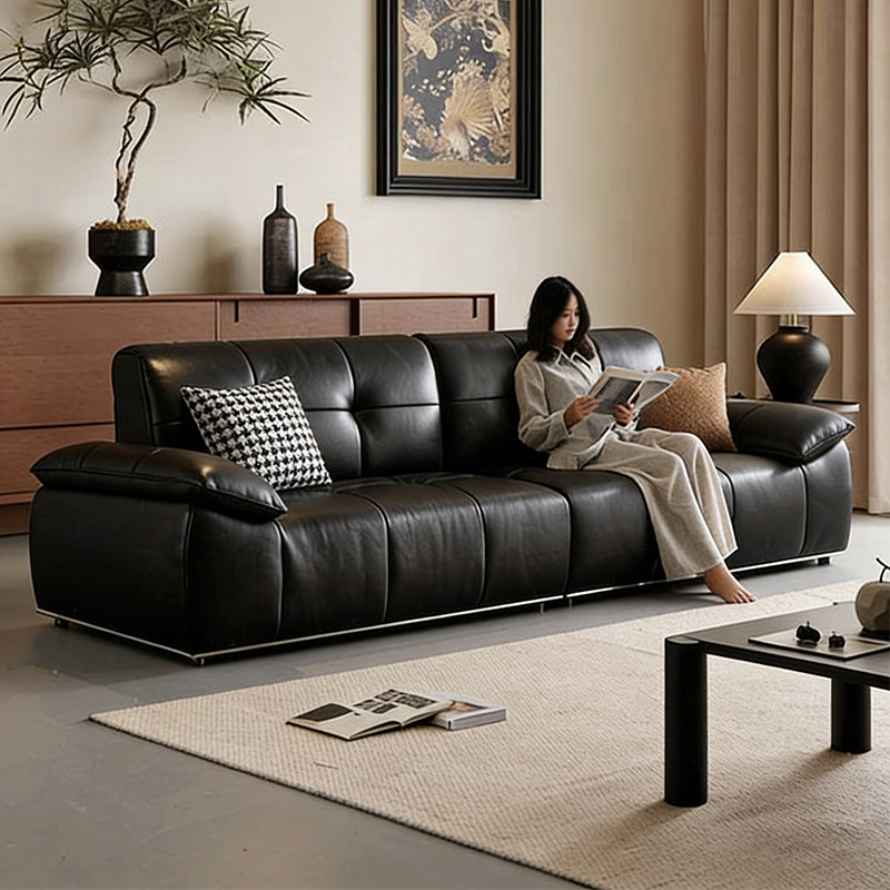 时增银河全青皮沙发头层牛皮飞天茅台米洛提半青皮黑糖云朵沙发,住宅家具,皮艺沙发,淘宝优惠券,粉丝福利购,淘宝优惠卷