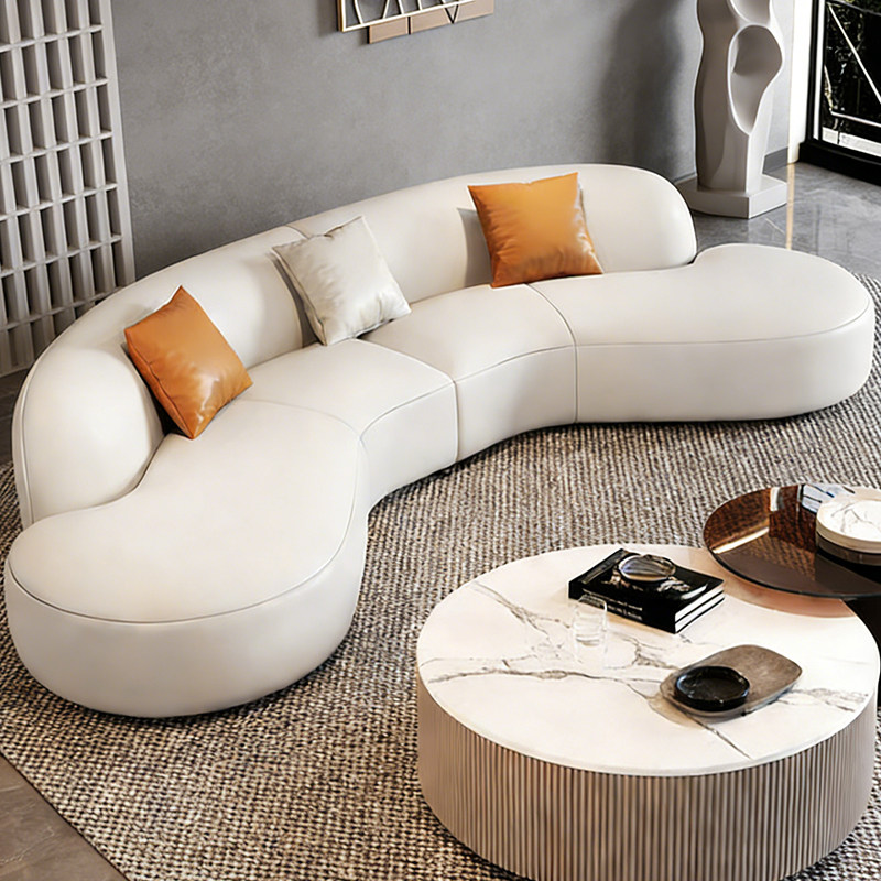 时增银河全青皮沙发头层牛皮飞天茅台米洛提半青皮弧形发新款