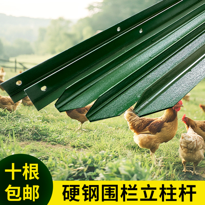铁丝围栏网立柱杆养鸡菜园防护栅栏篱笆实心支撑固定桩y型三角钢