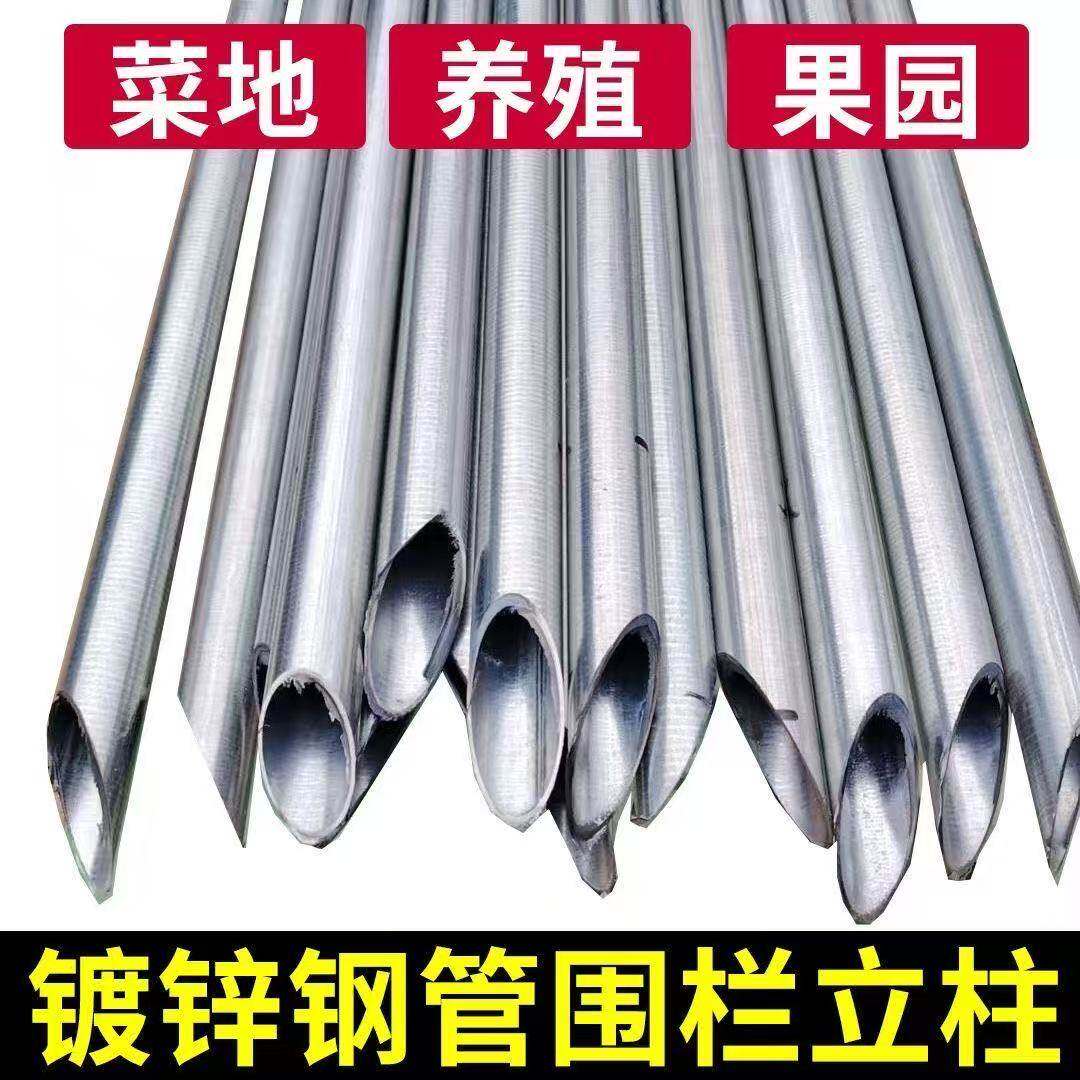 热镀锌光管加厚加硬尖头果园立柱室外铁丝网围栏立柱户外防锈栏杆