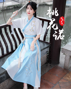 中国风交领襦裙 素春秋套装 2019新款 改良汉服女飘逸古风学生汉元