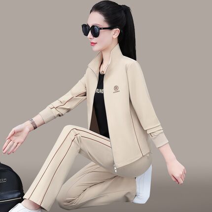 官方迈耐克斯立领运动服套装女春秋2026年新款洋派减龄妈妈秋装外