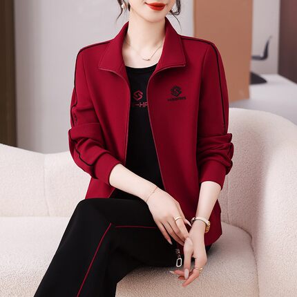 官方迈耐克斯妈妈运动服套装新款洋气时尚女装春秋季立领外套休闲