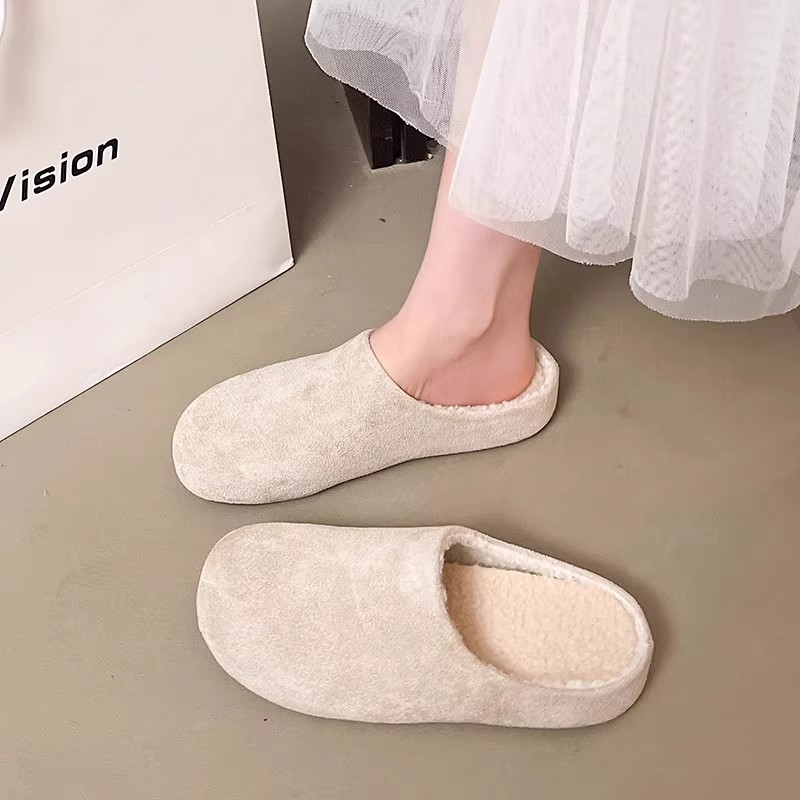 大码女鞋41到43宽胖脚秋冬2025新款外穿包头半拖勃肯鞋子加绒棉鞋