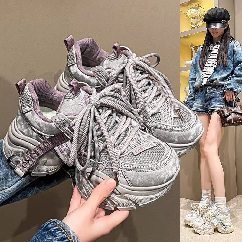 女大码41到43老爹鞋显脚小透气厚底小白鞋2026春季新款休闲运动鞋,女鞋,老爹鞋,淘宝优惠券,粉丝福利购,淘宝优惠卷