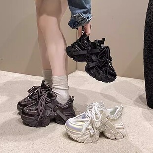 大码女鞋41到43宽胖脚厚底老爹鞋女休闲运动鞋子冬季新款加绒棉鞋