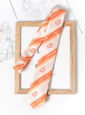 橙色日系jk学院风条纹手打领带男女学生制服衬衫配饰校供感