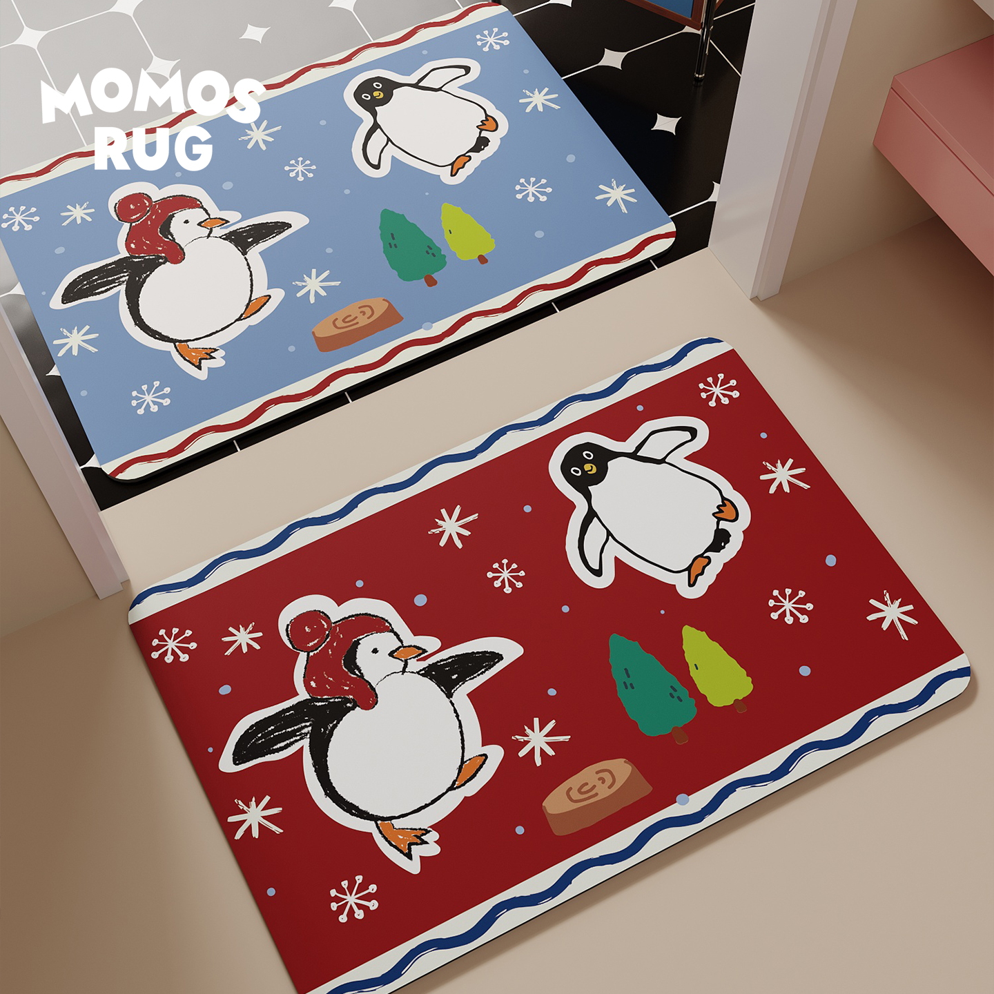 momosrug浴室吸水地垫卡通