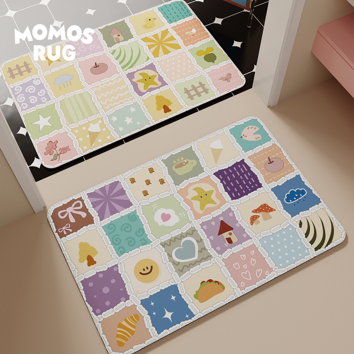 万格藏趣浴室吸水地垫简约几何厕所卫生间百搭脚垫家用防滑耐脏,居家布艺,家用脚垫,淘宝优惠券,粉丝福利购,淘宝优惠卷