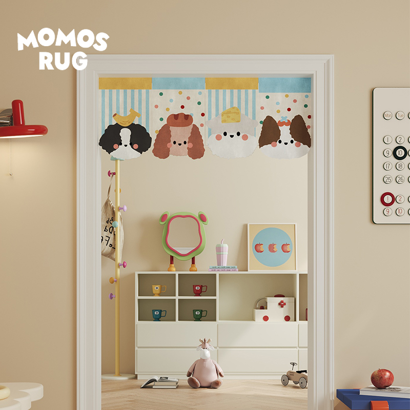 布丁狗狗小门帘吊旗三角旗卧室客厅装饰遮挡帘隔断门横挂布短半帘