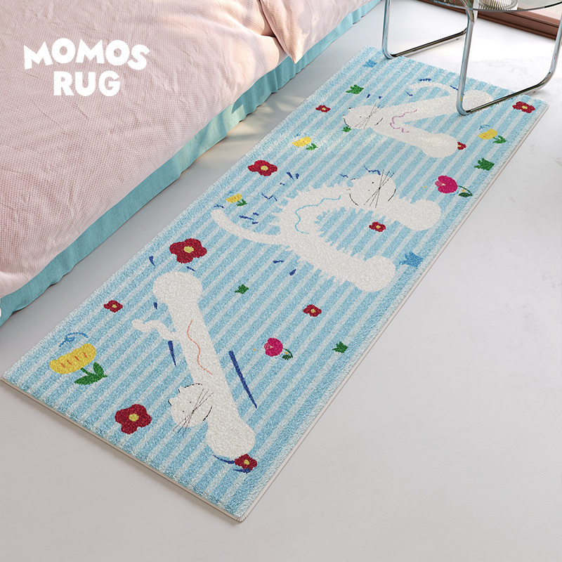 momosrug呆呆猫咪卧室床边地毯客厅毛绒书房卡通脚垫子飘窗镜前毯