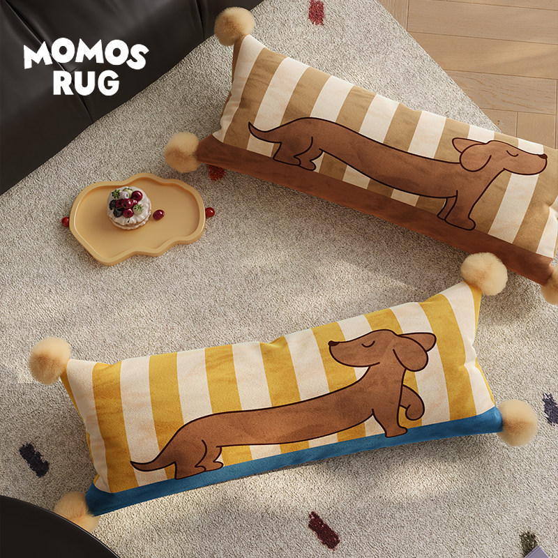 短腿腊肠狗沙发客厅抱枕长条腰枕靠卡通氛围办公室车载午睡抱枕套