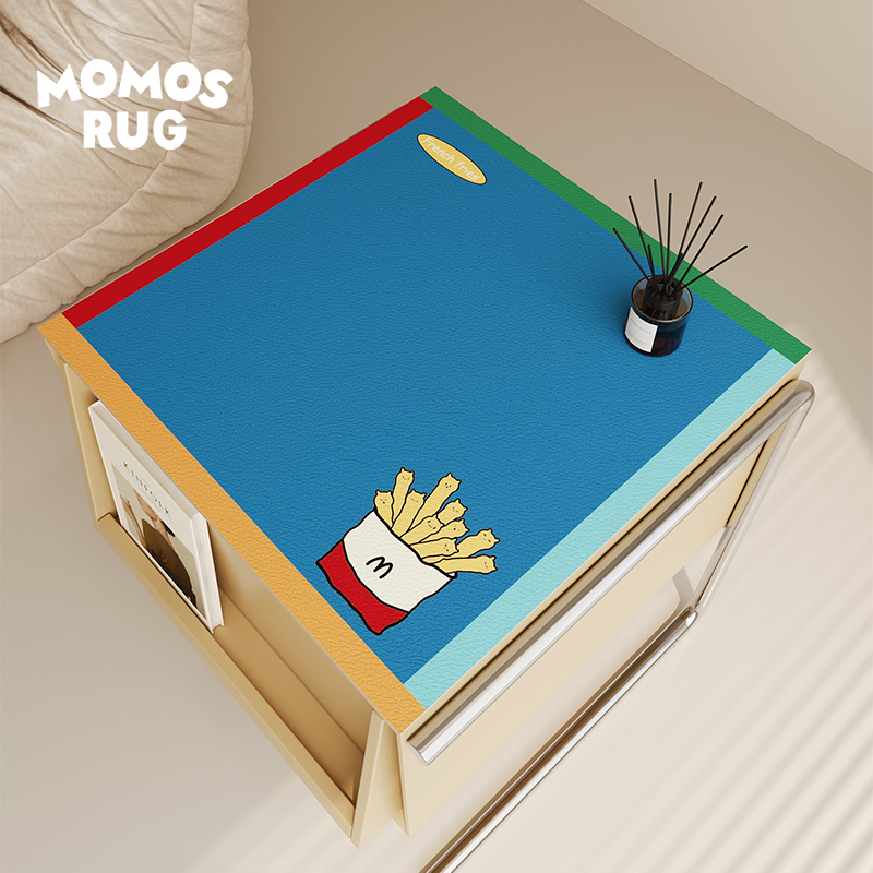 薯条汉堡床头柜垫卡通防尘耐脏卧室台面保护垫皮革防水防烫盖布垫