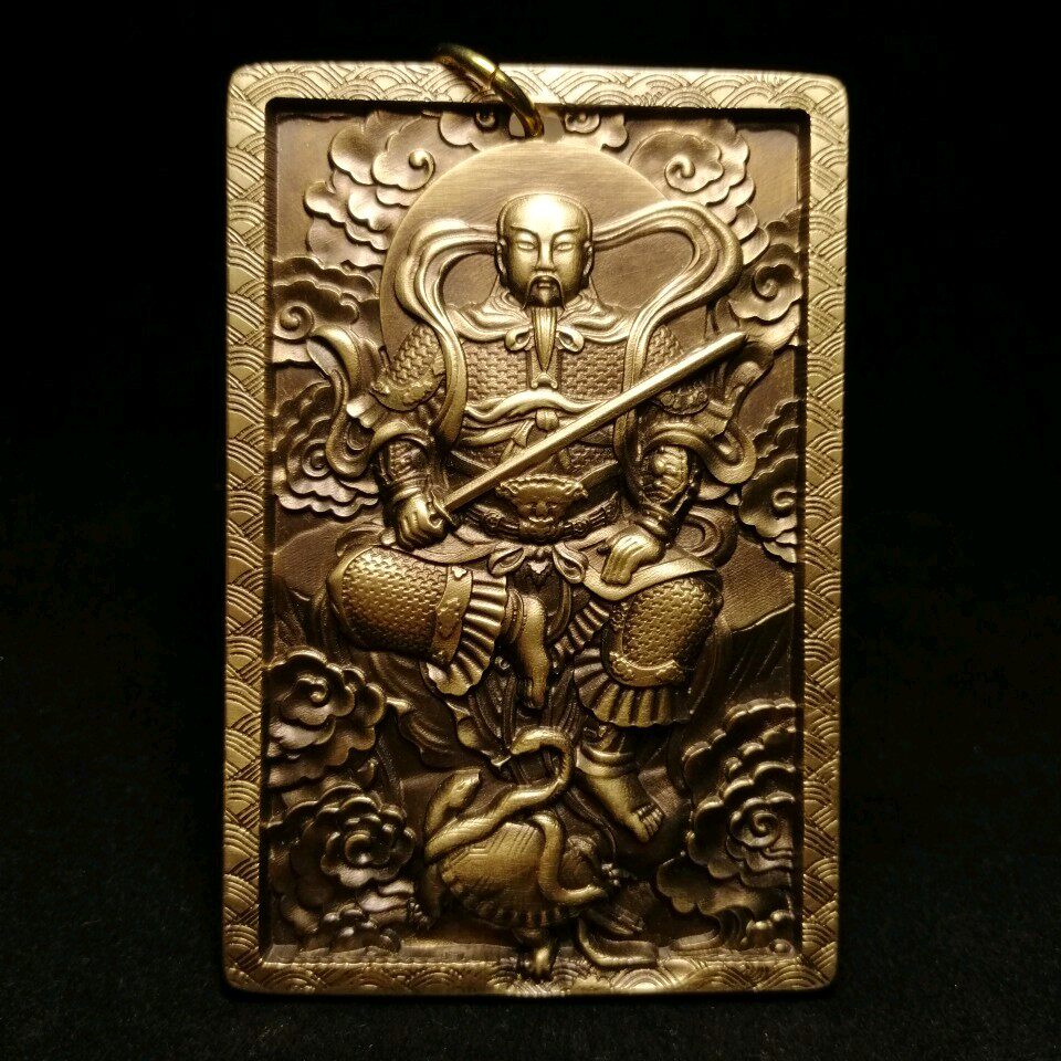 推荐思沛质感铜雕镇店之宝真武当玄天大帝六九大方牌香火高端挂件