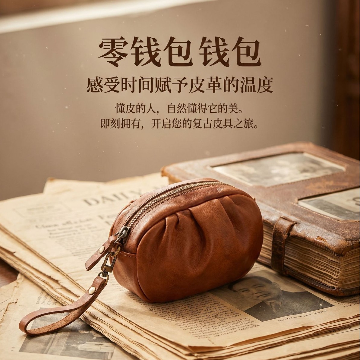爆款头层牛皮大容量手腕包｜复古