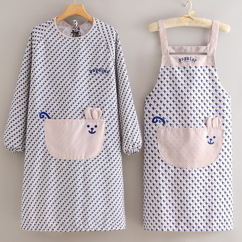 长袖围裙厨房家用可爱卡通防污耐磨透气帆布罩衣女做饭围腰工作服,家庭/个人清洁工具,围裙套装,淘宝优惠券,粉丝福利购,淘宝优惠卷