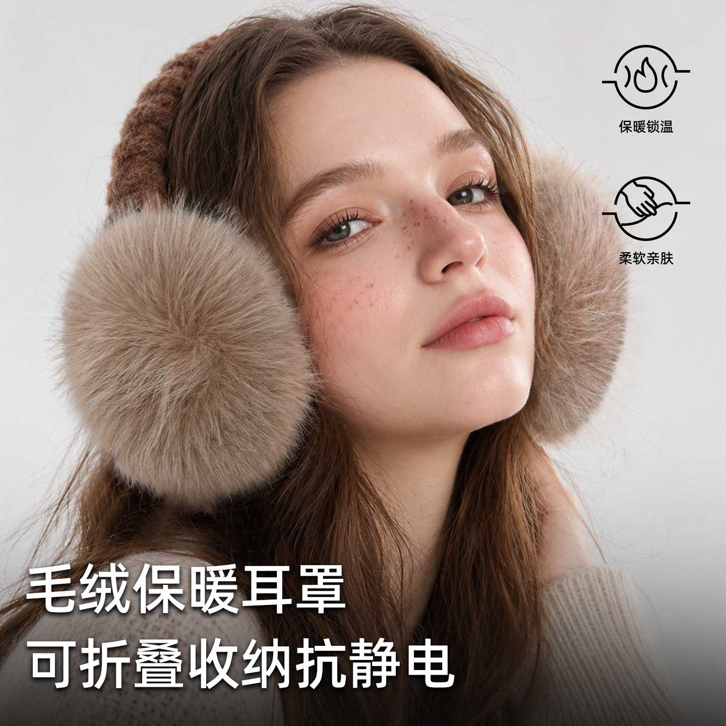 耳罩保暖女士头戴式仿狐狸毛耳包
