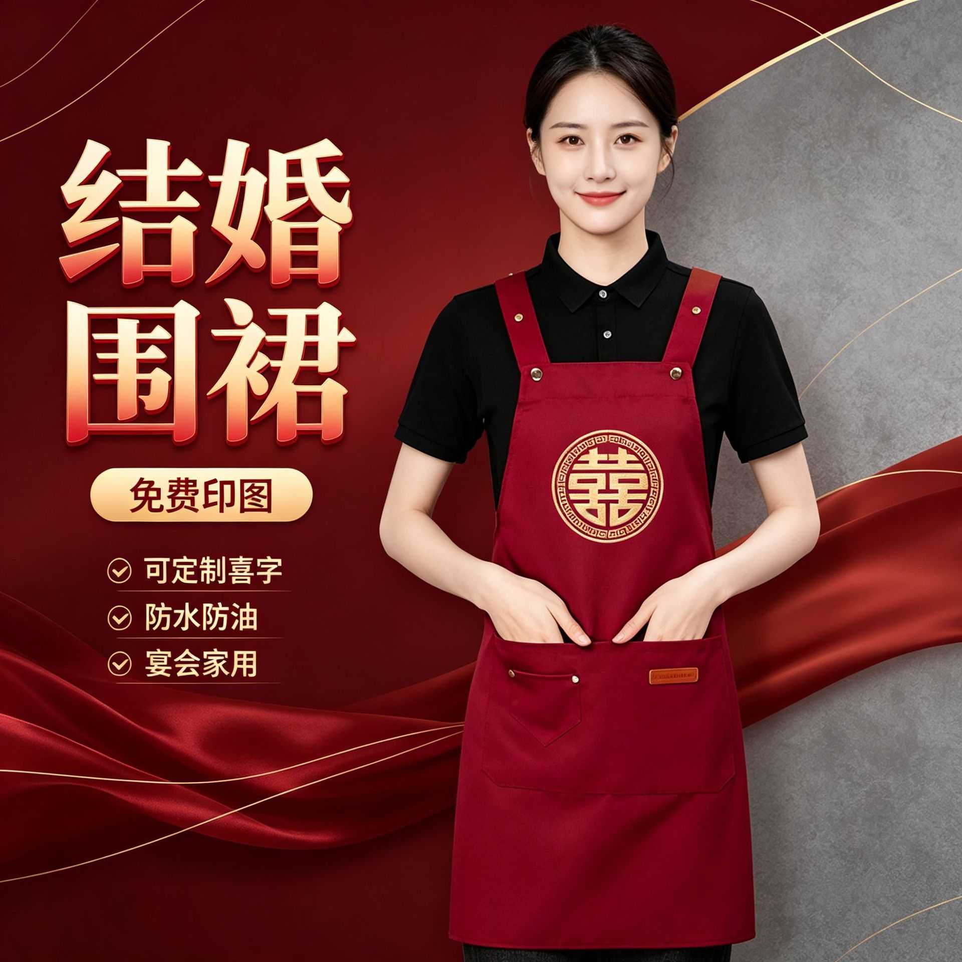 喜事专用结婚围腰围裙乔迁婚庆