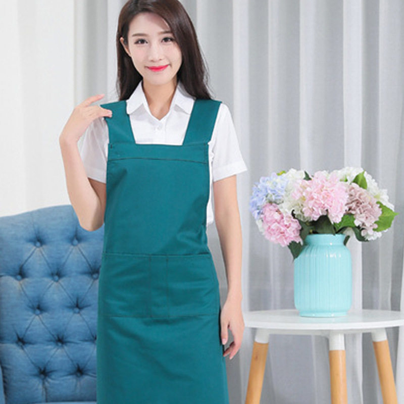 广告围裙交叉背带棉布餐饮围裙服务员厨师工作服家用厨房围裙