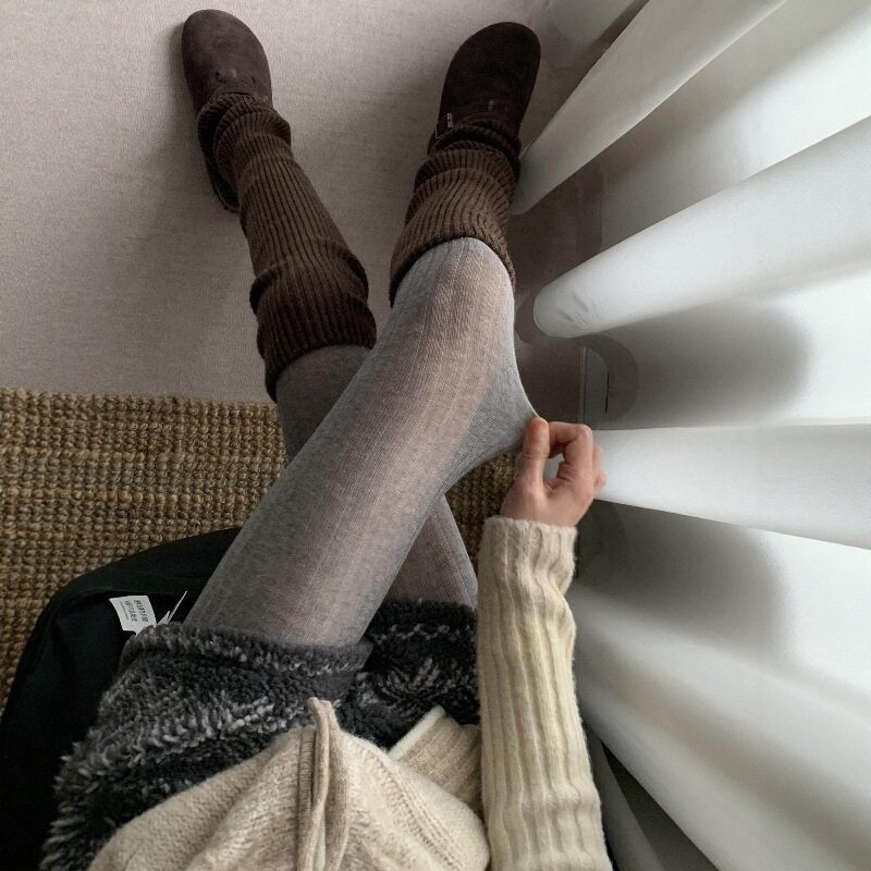 miu系烟灰微透连裤袜女春秋薄款