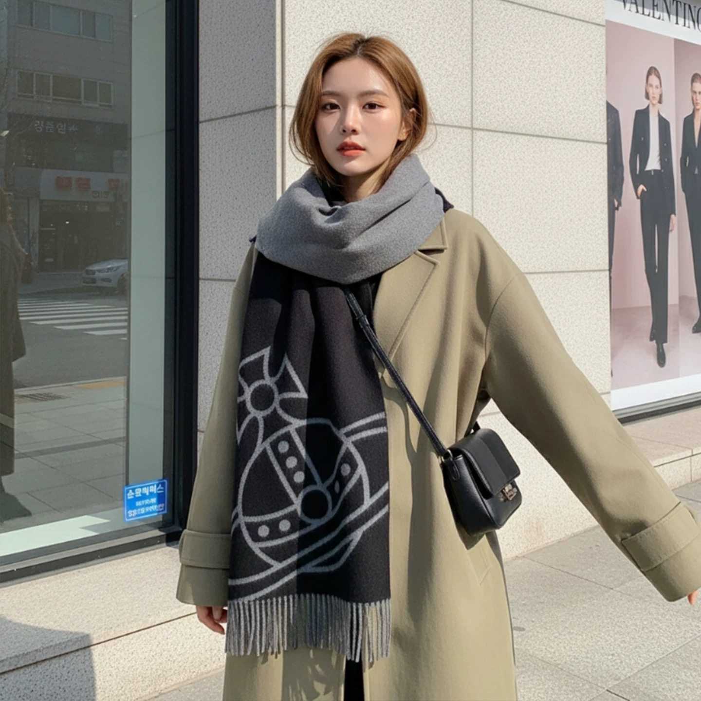 新款西太后大土星标仿羊绒围巾女