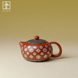 纯手工朱泥紫砂宝相花纹西施壶家用泡茶器功夫茶具手抓壶单壶