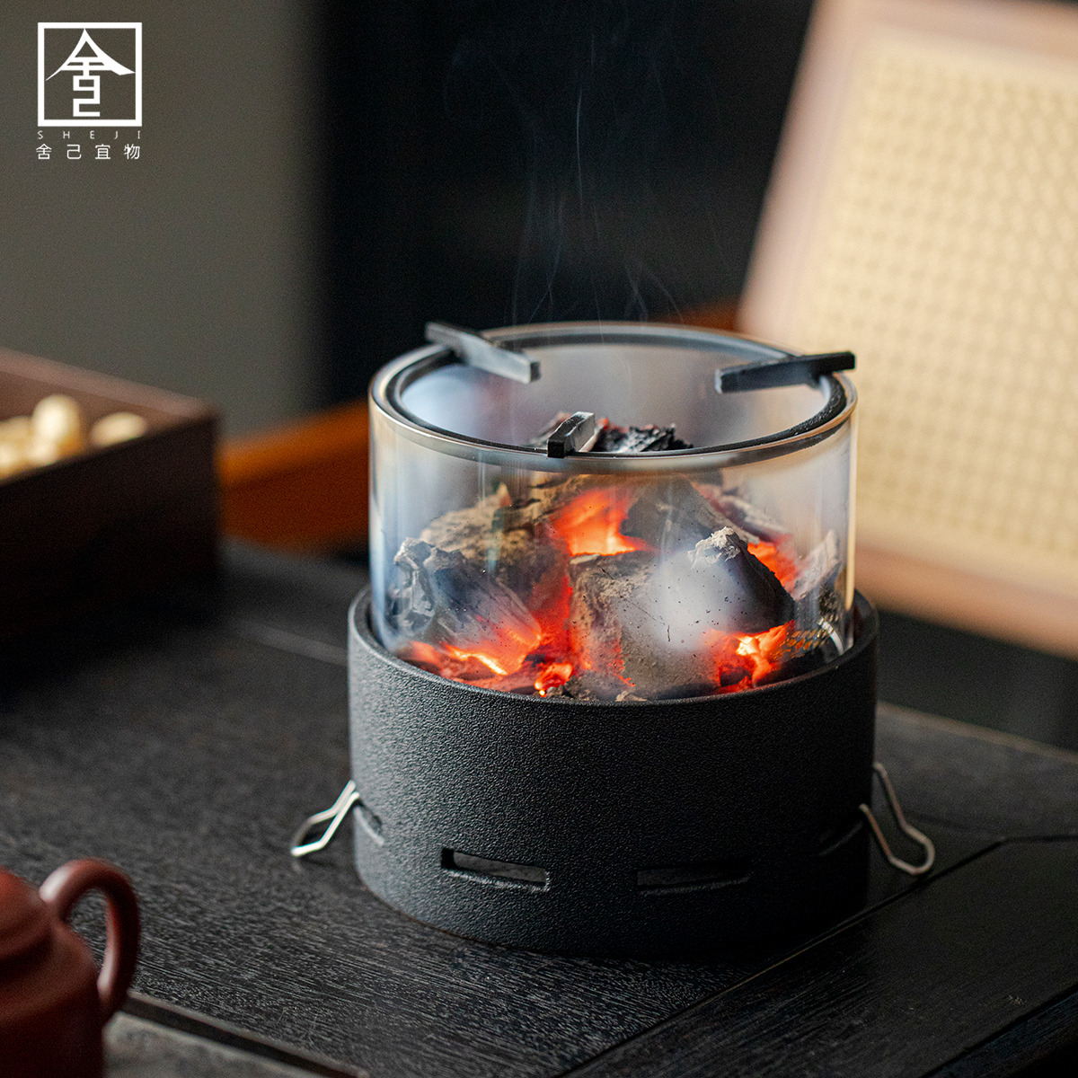 2025新款煮茶炉围炉煮茶炭炉户外便携火炉耐热玻璃家用透明观火台