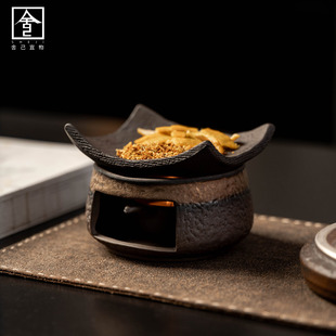 新中式粗陶焙茶炉陶瓷茶叶提香器蜡烛加热烤茶炉醒茶烘烤炉熏香炉