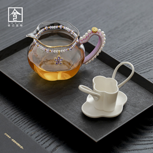 公杯花型茶漏套组小众高档精美茶具女士办公室家用茶具套装 编织款